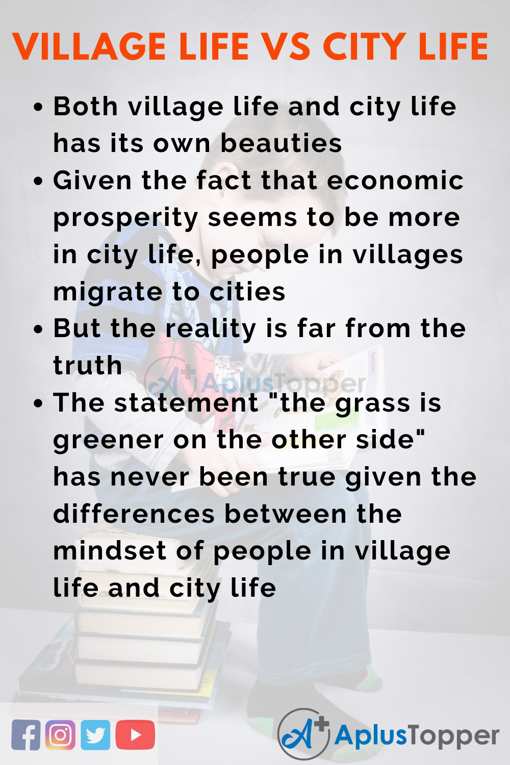 paragraph city life vs village life essay in english