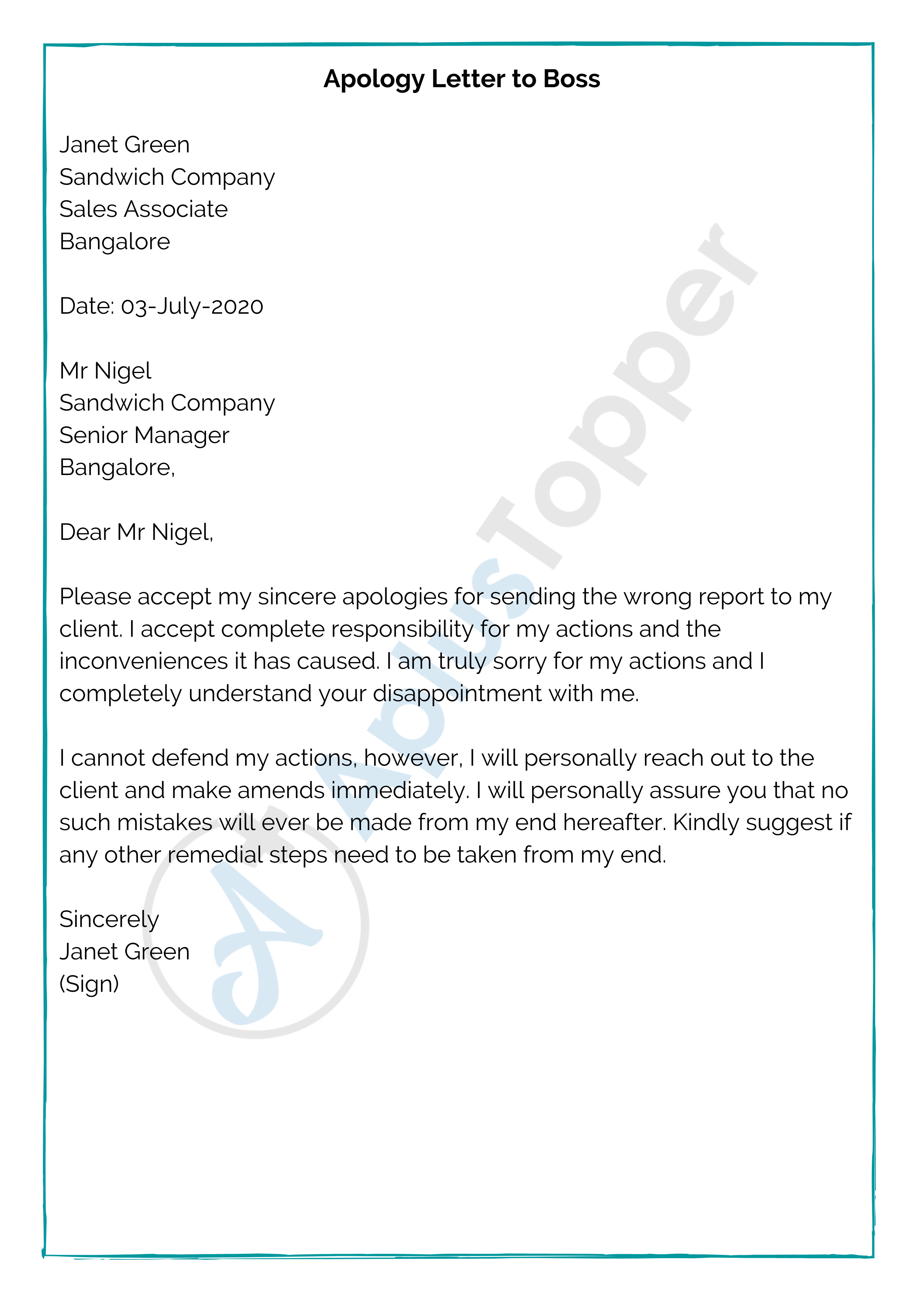 Apology Letter Format Samples And How To Write An Apology Letter A Plus Topper