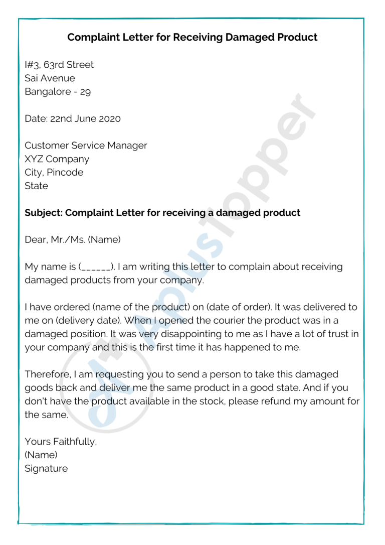 Complaint Letter Format | Samples, How to Write a Complaint Letter? - A ...