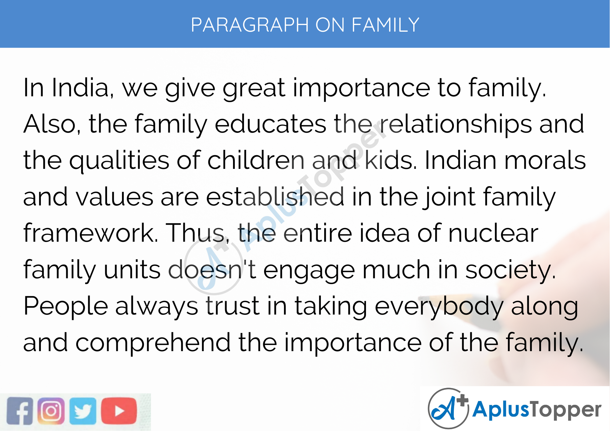 Paragraph On Family 100 150 0 250 To 300 Words For Kids Students And Children A Plus Topper
