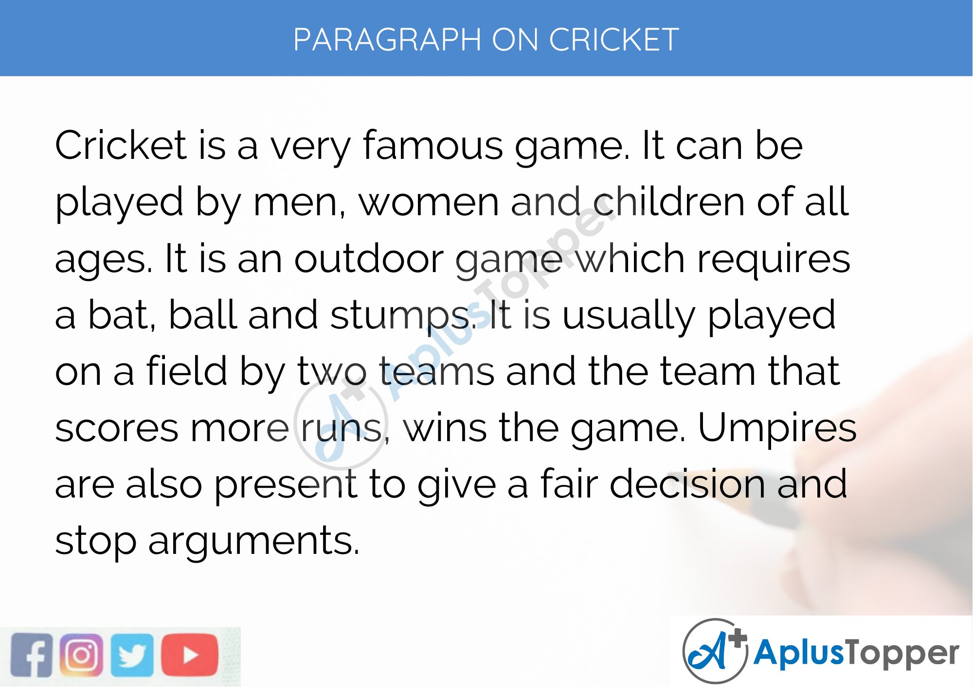 essay of cricket for class 5