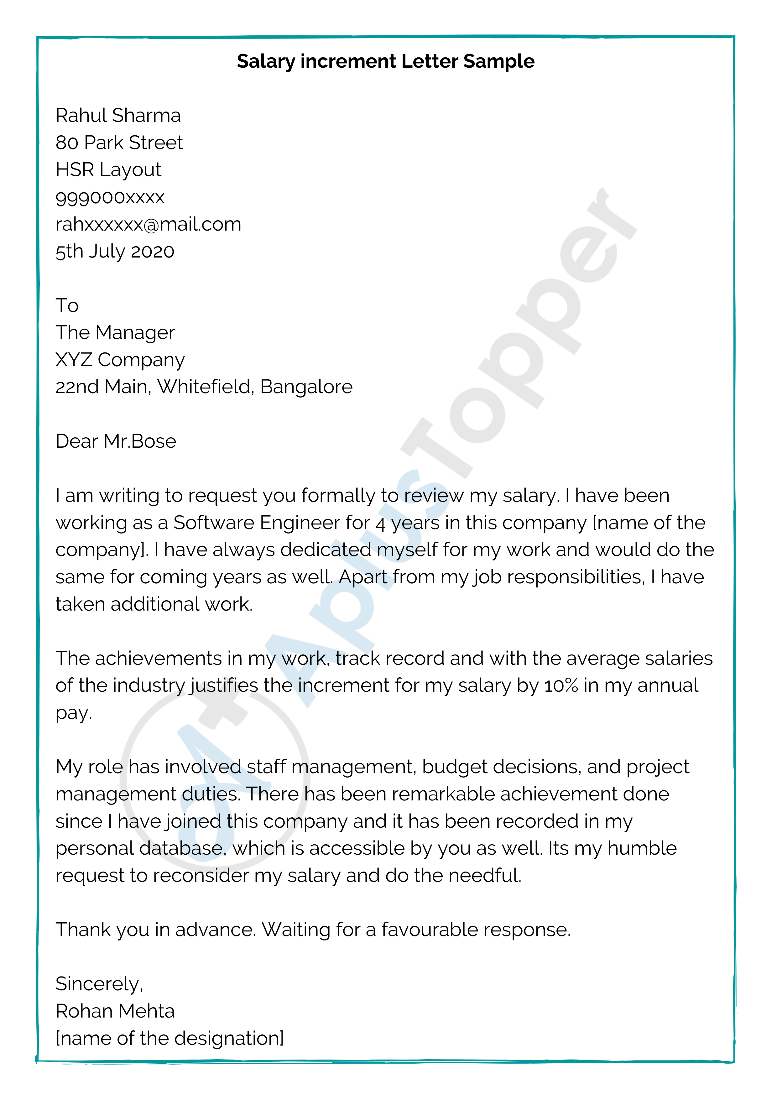 salary increase request letter sample