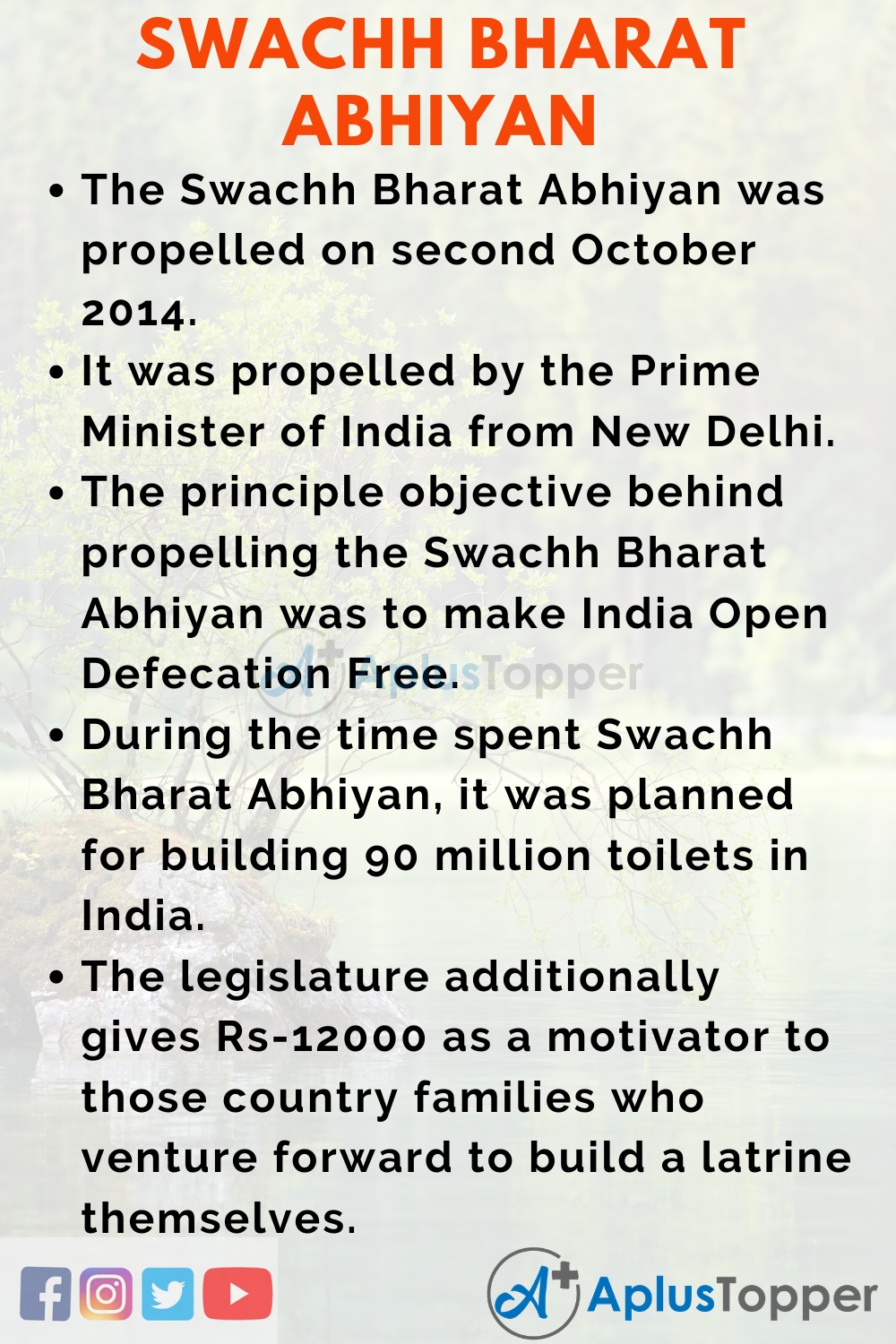 write a speech on swachh bharat abhiyan