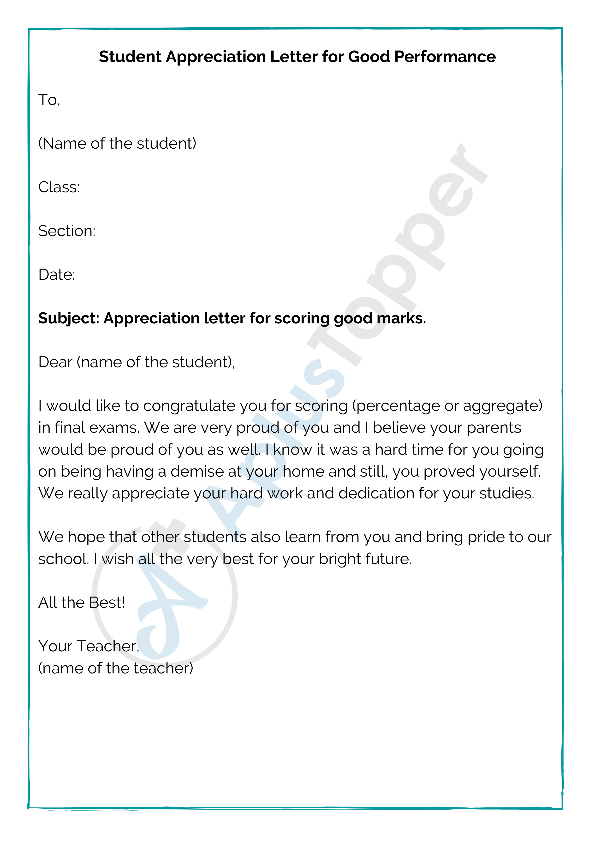 How To Write A Teacher Appreciation Letter - More images for how to ...
