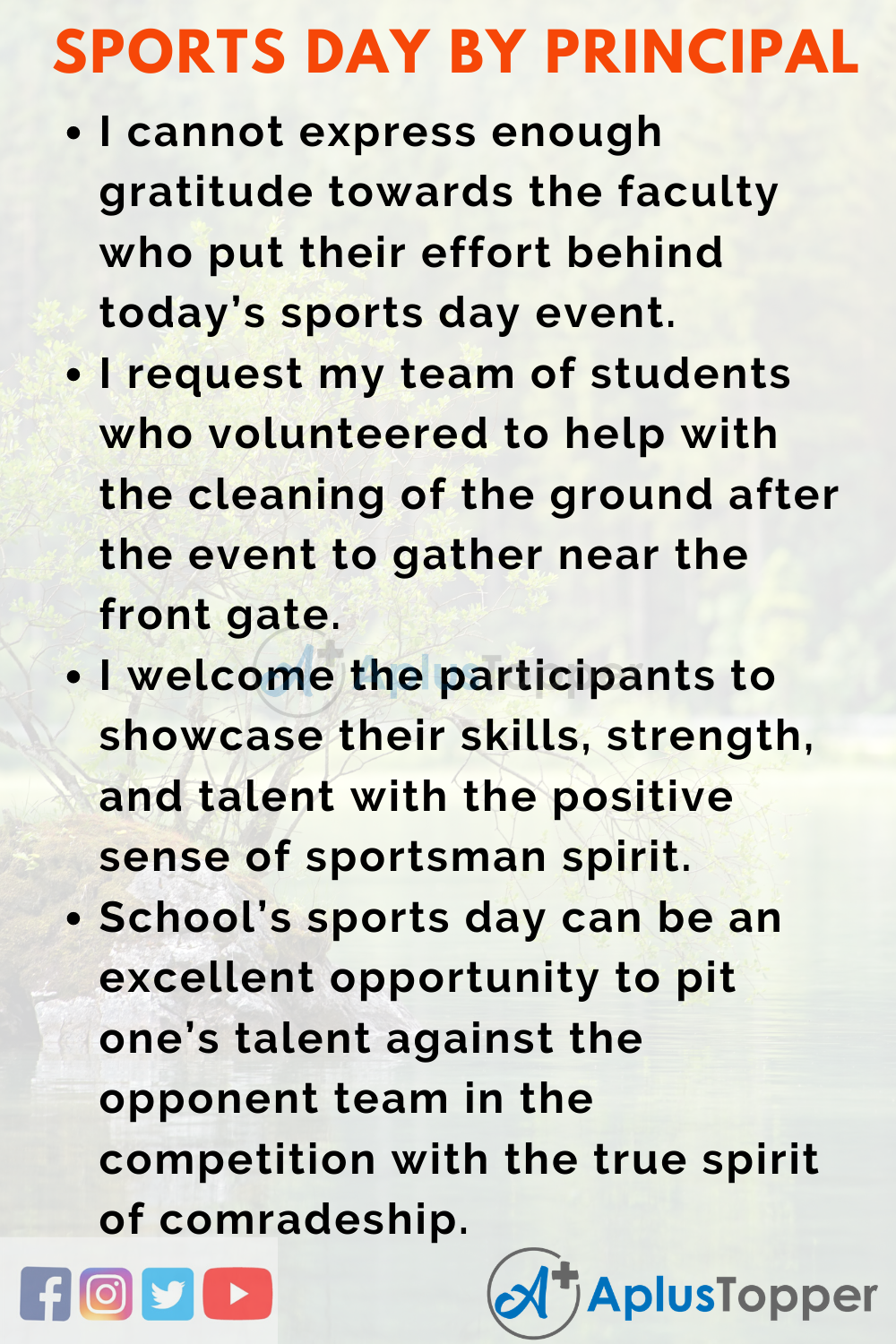 sample welcome speech for sports day at school
