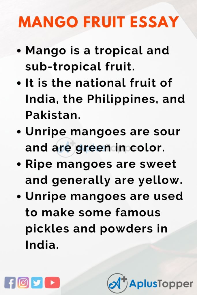 write an short essay on mango