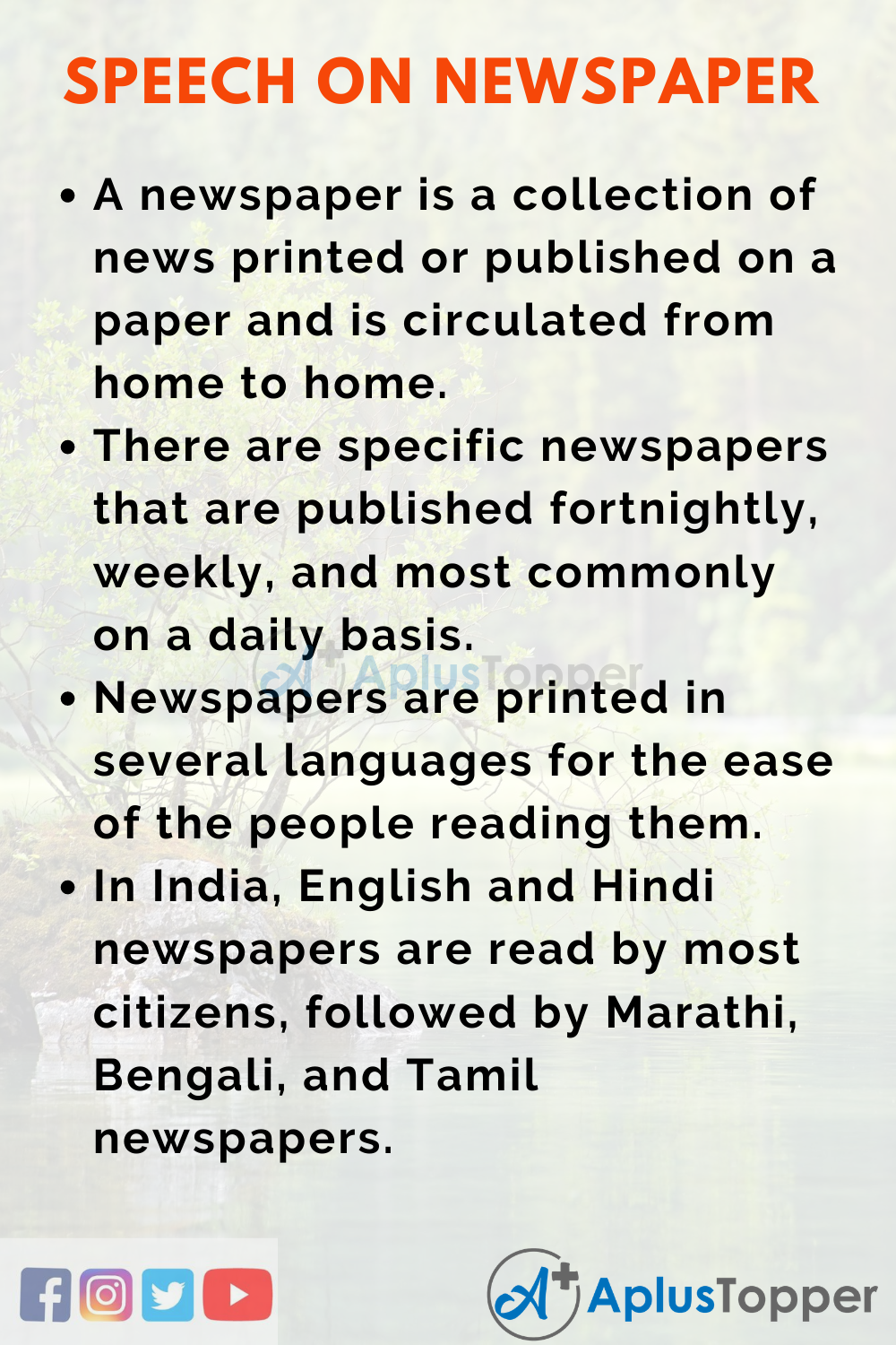speech writing on importance of newspaper in our daily life