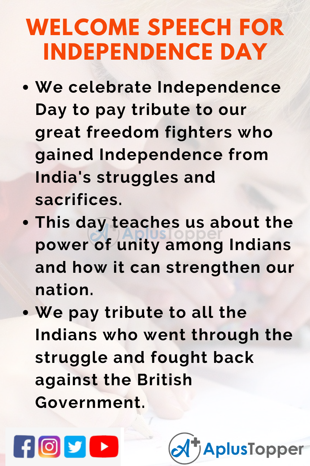 speech on independence day for class 8th