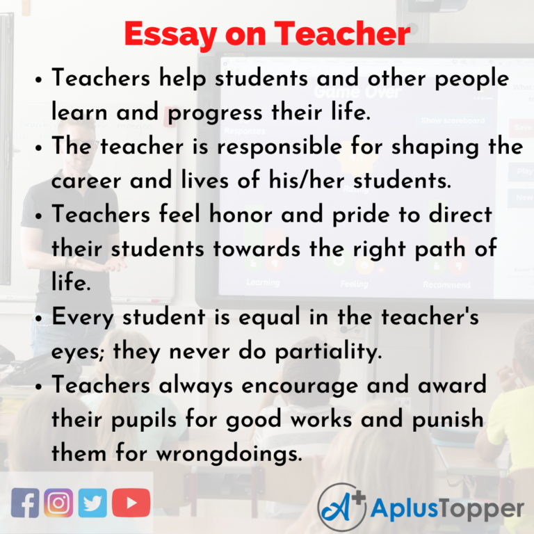 role of teacher in students life essay 150 words