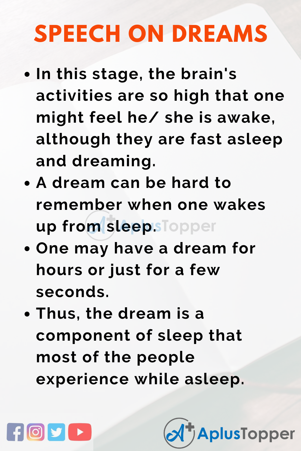 informative speech example about dreams