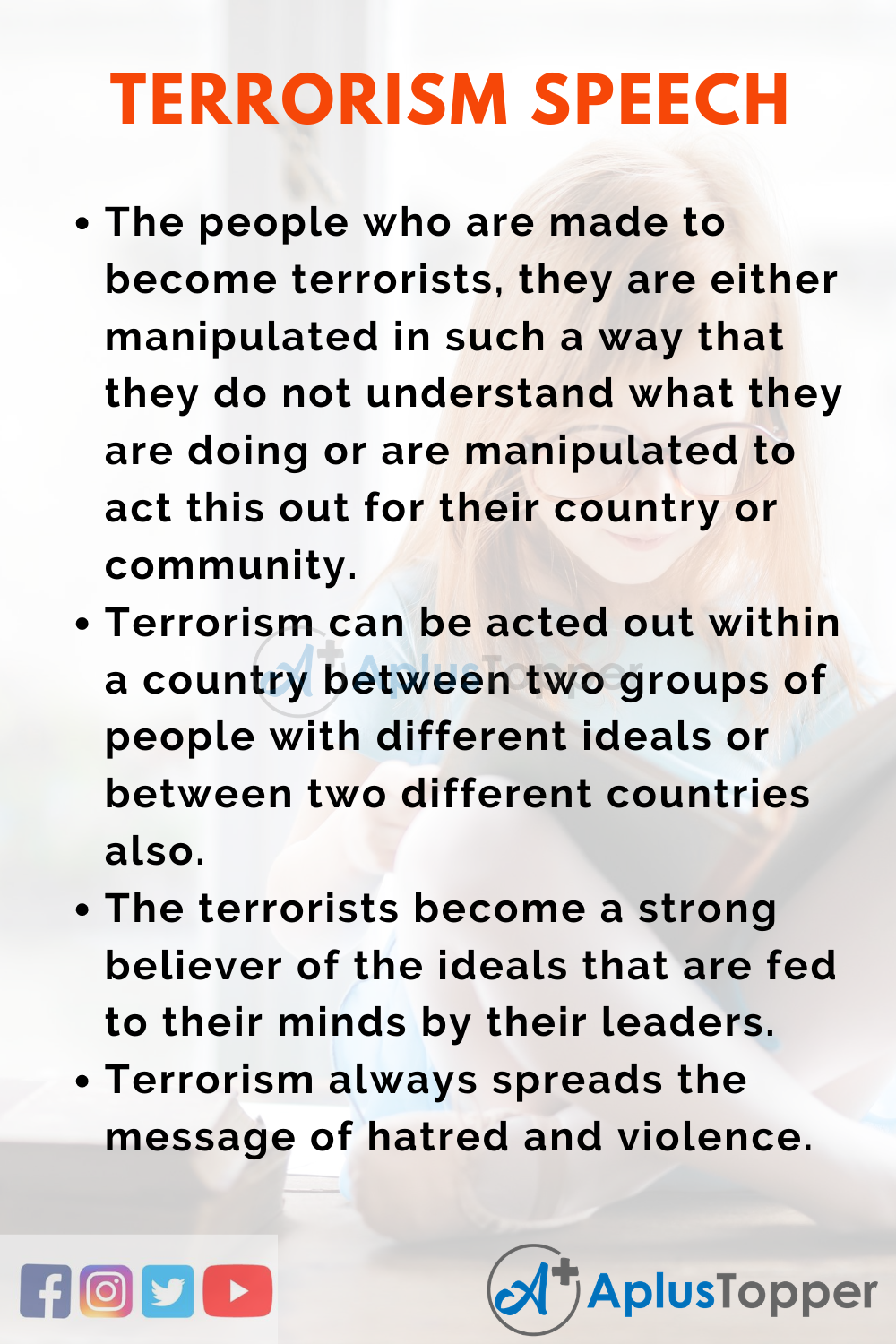 speech on terrorism in simple english