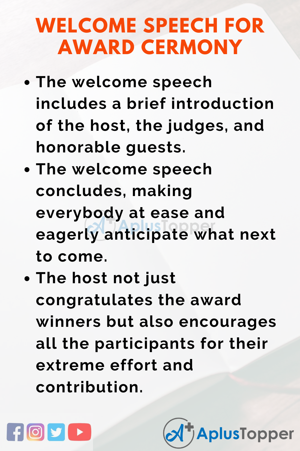 Short Welcome Speech for Award Ceremony 150 Words In English