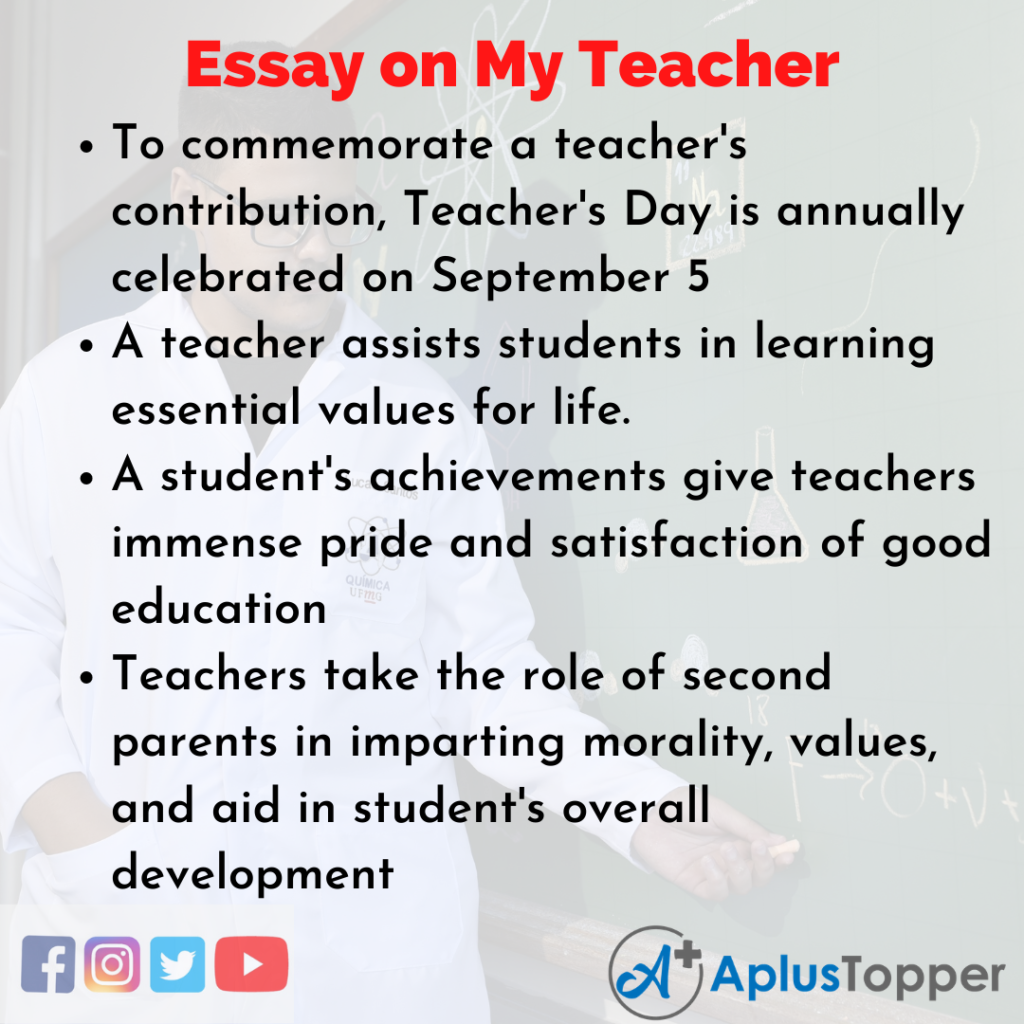 essay on teacher for class 3