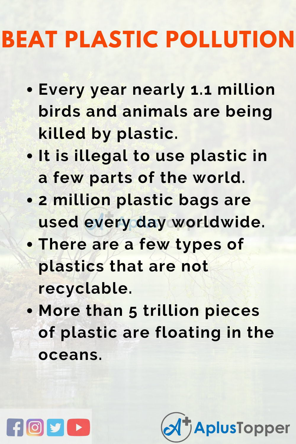 short speech on plastic pollution