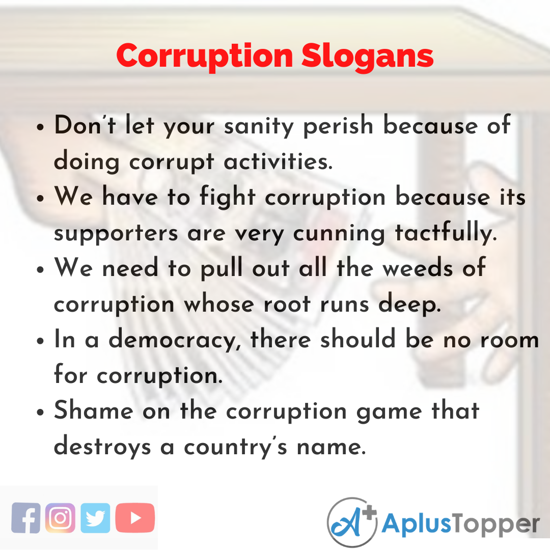anti corruption slogans in english