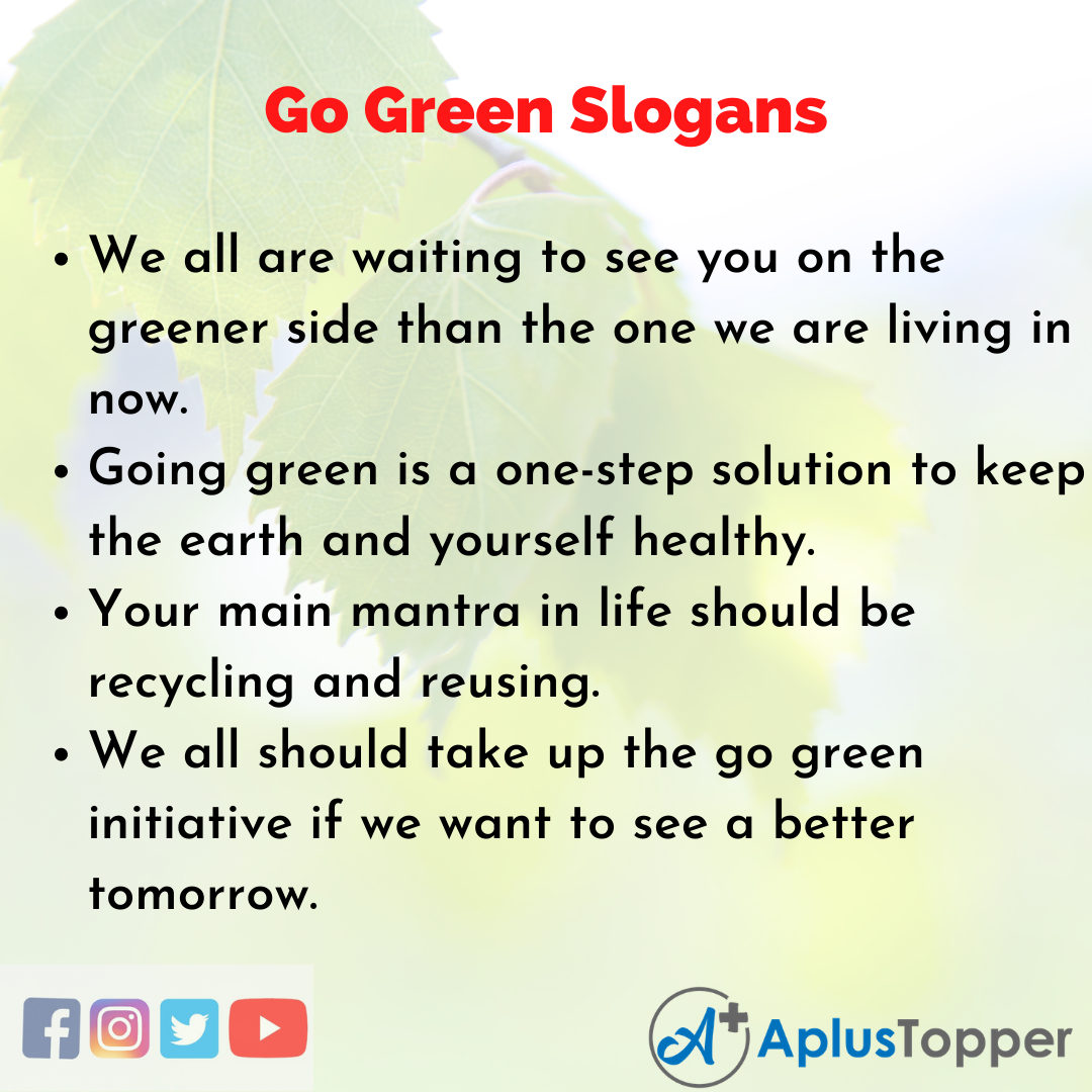 go green slogans for school