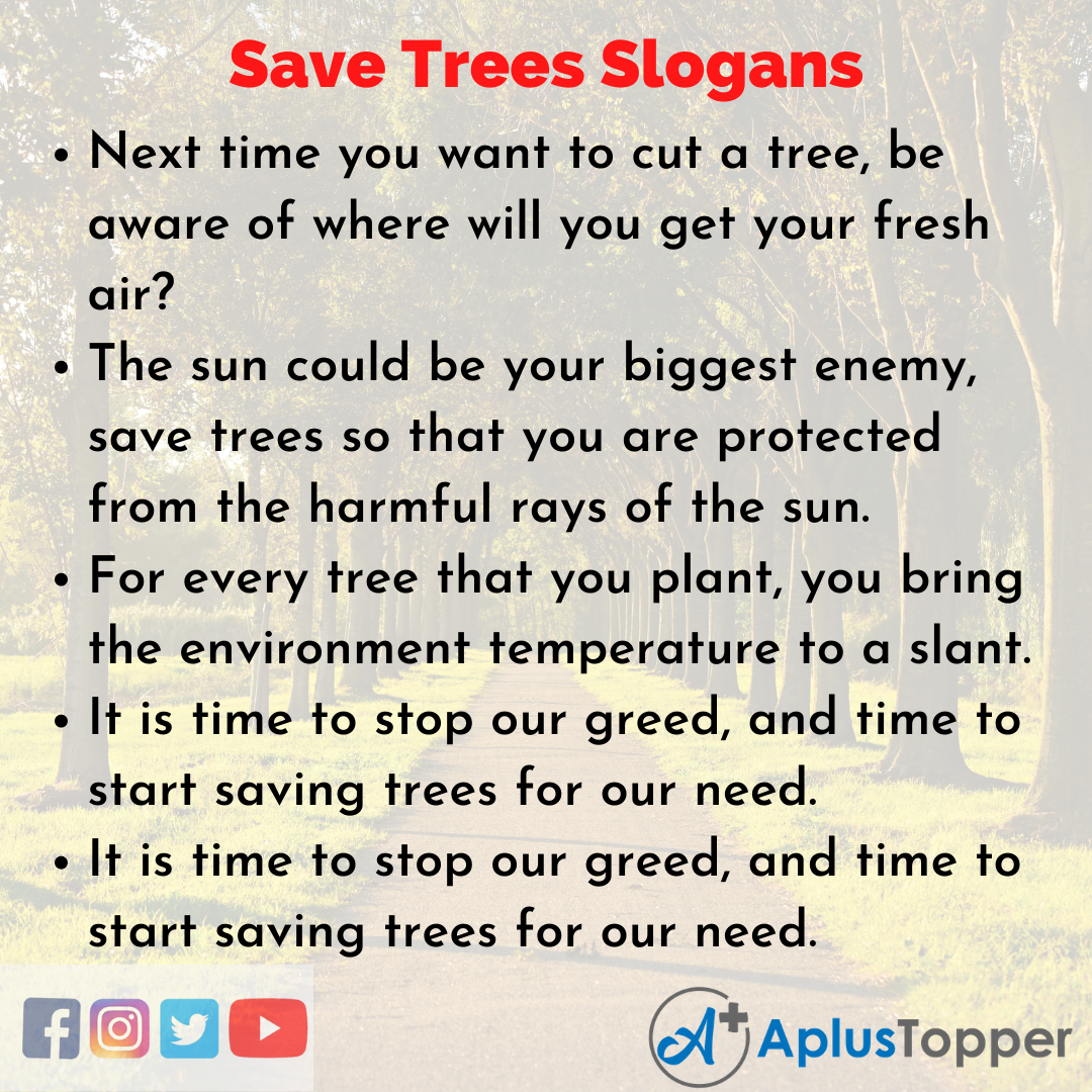 Save Trees Slogans | Unique and Catchy Save Trees Slogans in ...