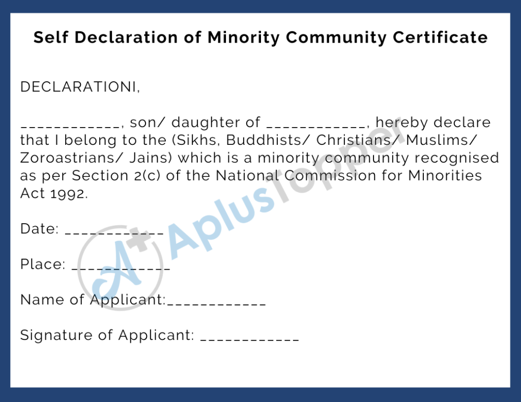 minority self declaration form