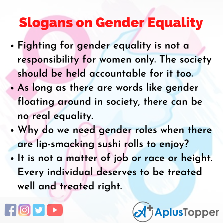 Slogans On Gender Equality Unique And Catchy Slogans On Gender Equality In English A Plus Topper
