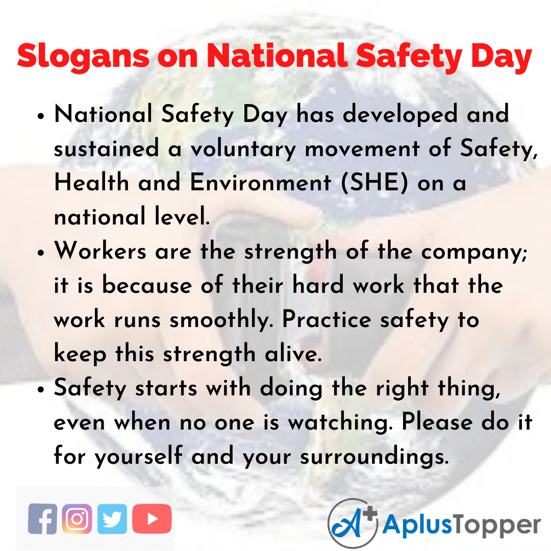 Slogans On National Safety Day In English 