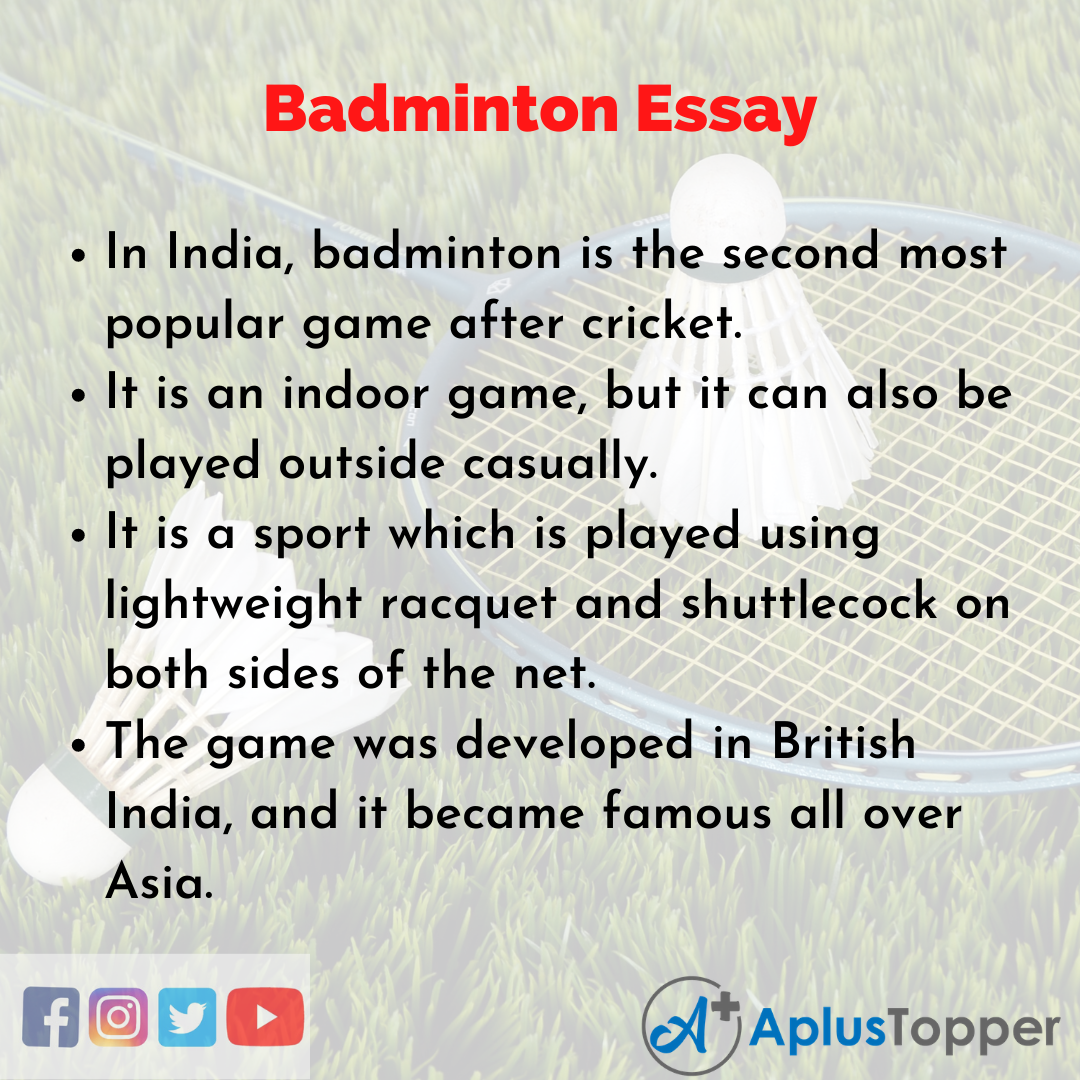 essay about importance of badminton