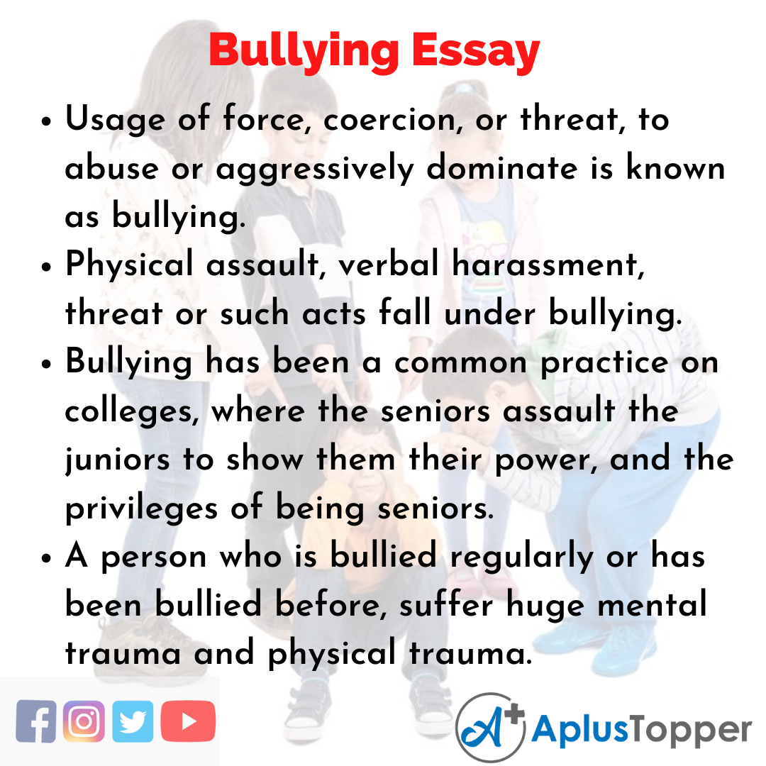 Bullying Essay Essay On Bullying Essay For Students And Children In English A Plus Topper
