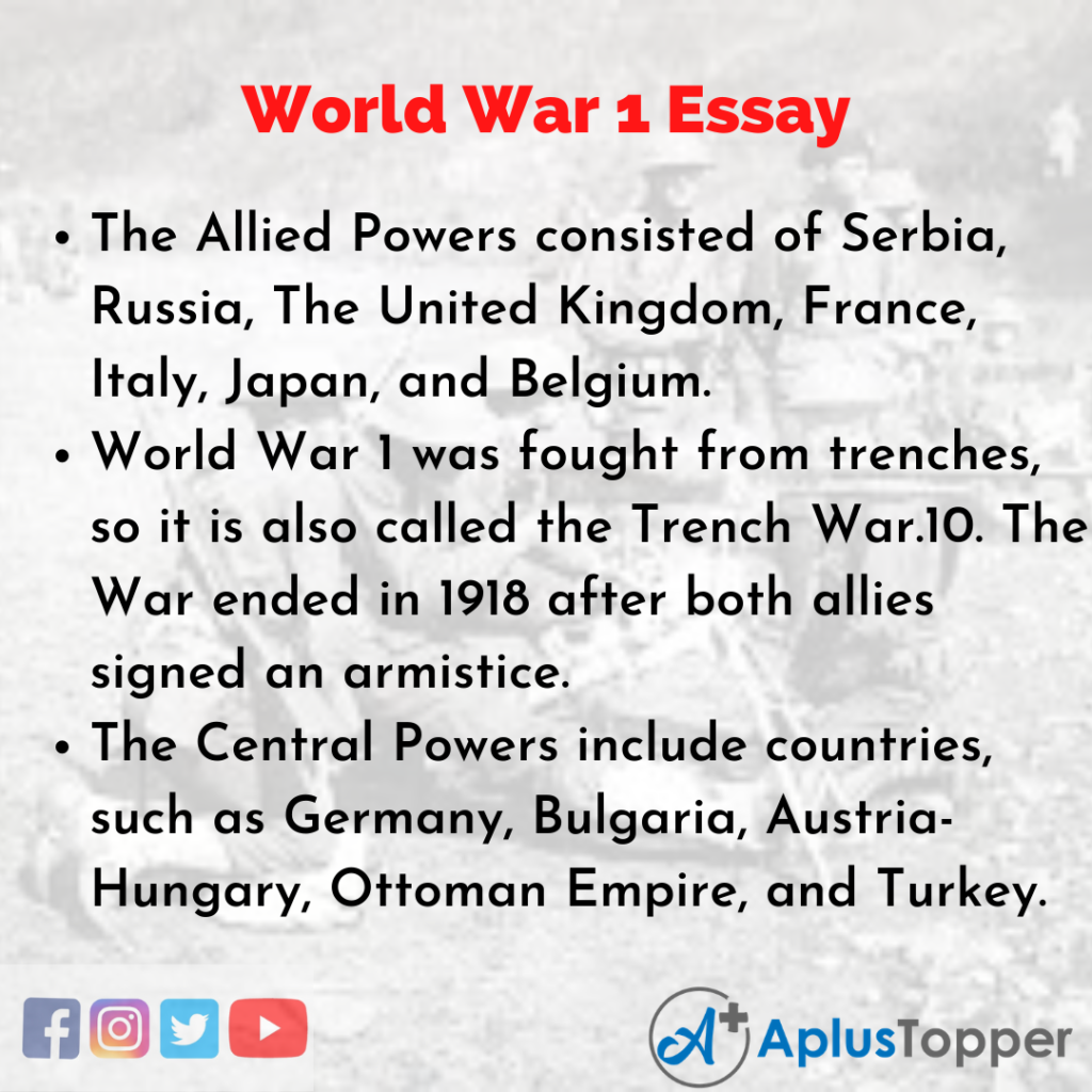 world war 1 topics for essay