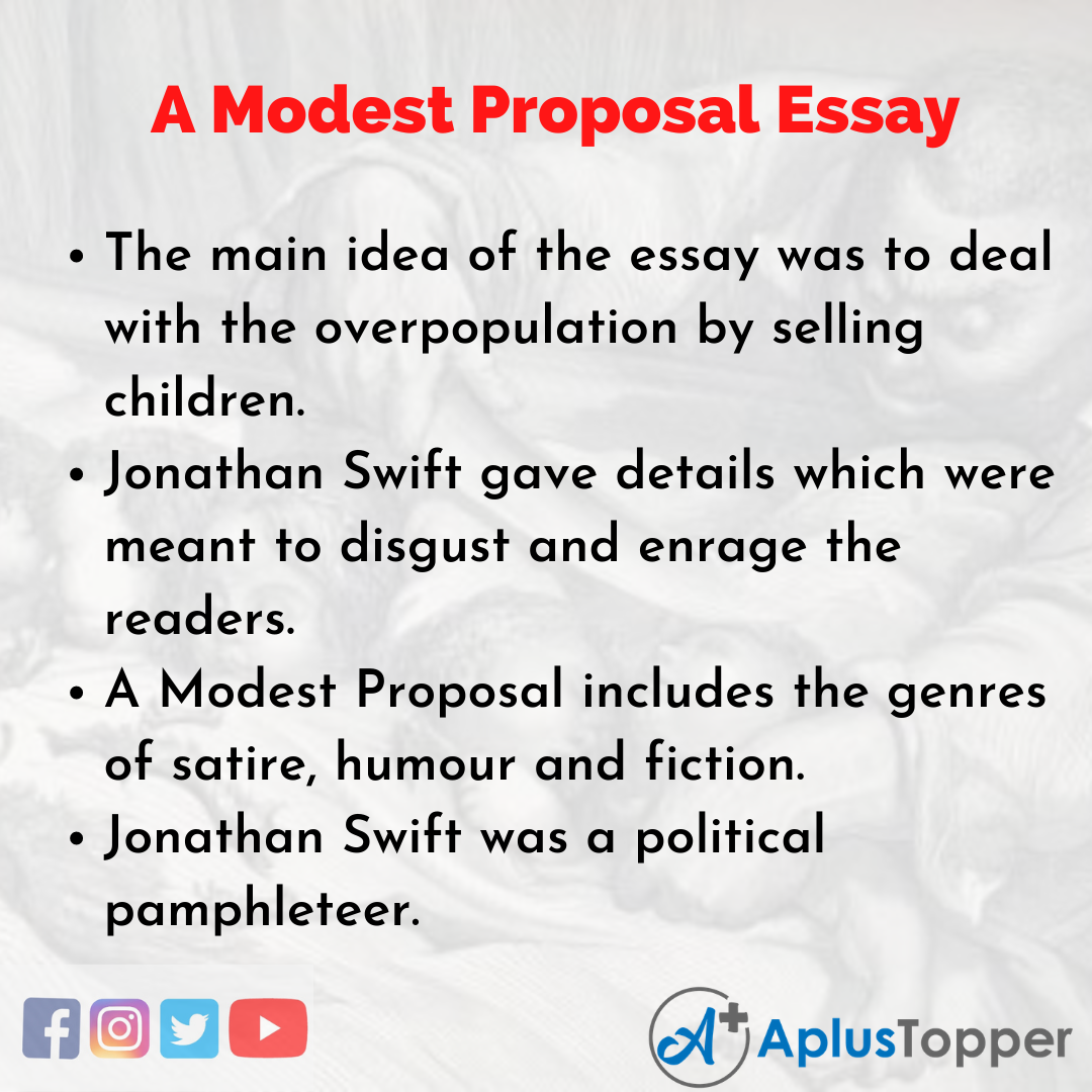 summary of the essay a modest proposal
