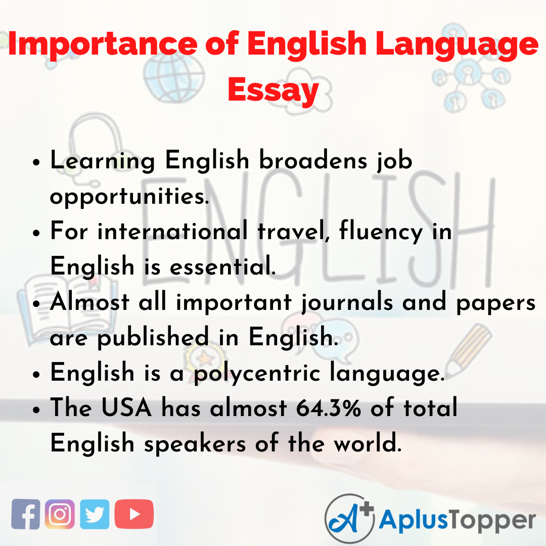 essay on importance of english in our life