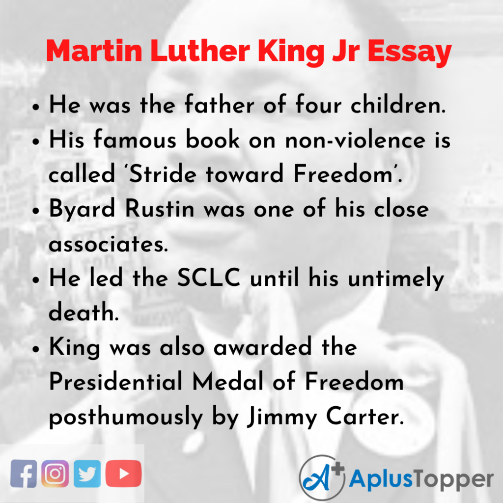 4 paragraph essay about martin luther king jr