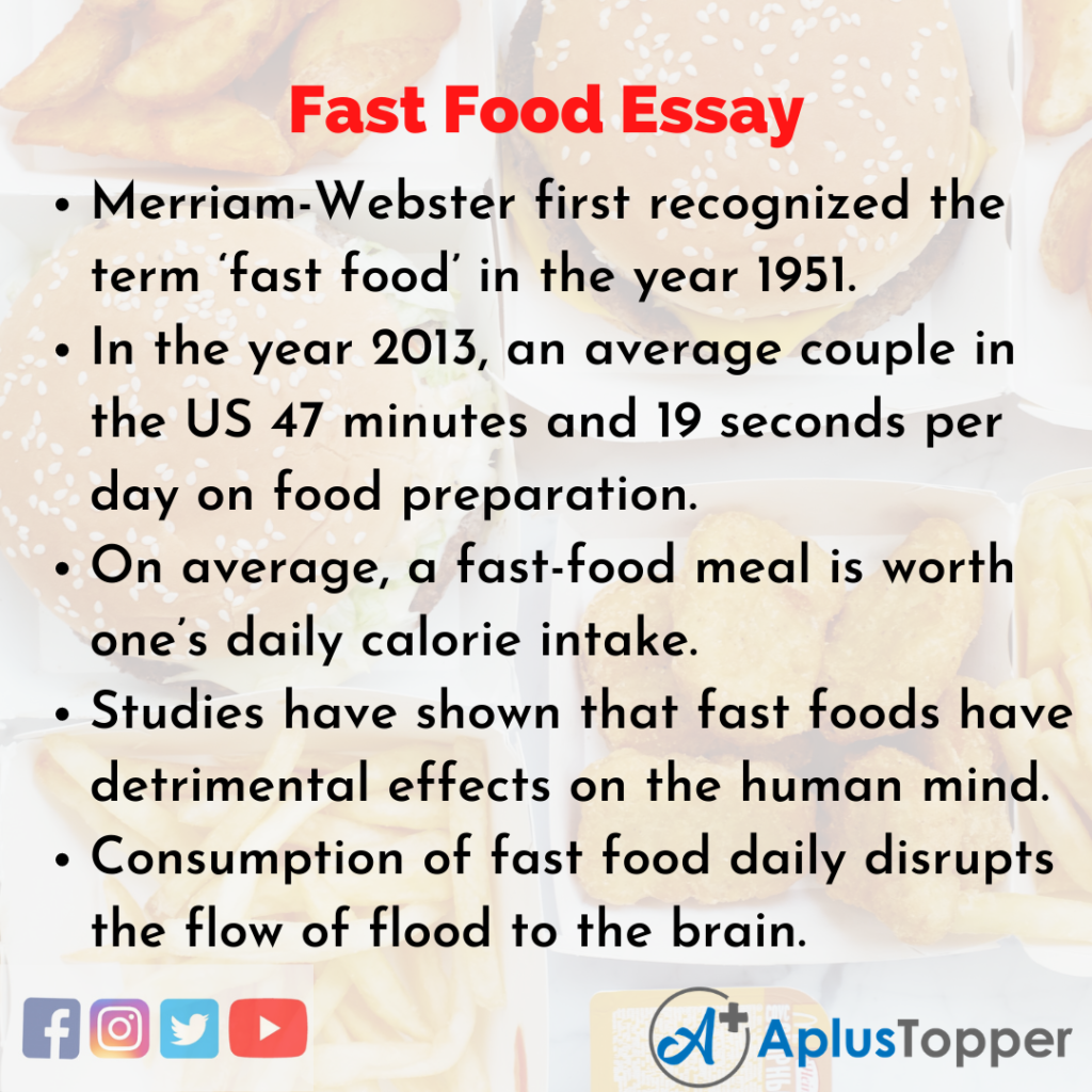 essay on fast food in india