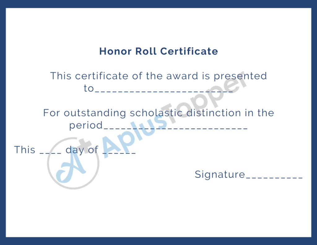 Honor Roll Certificate | How to Get Honor Roll Certificate and Format ...