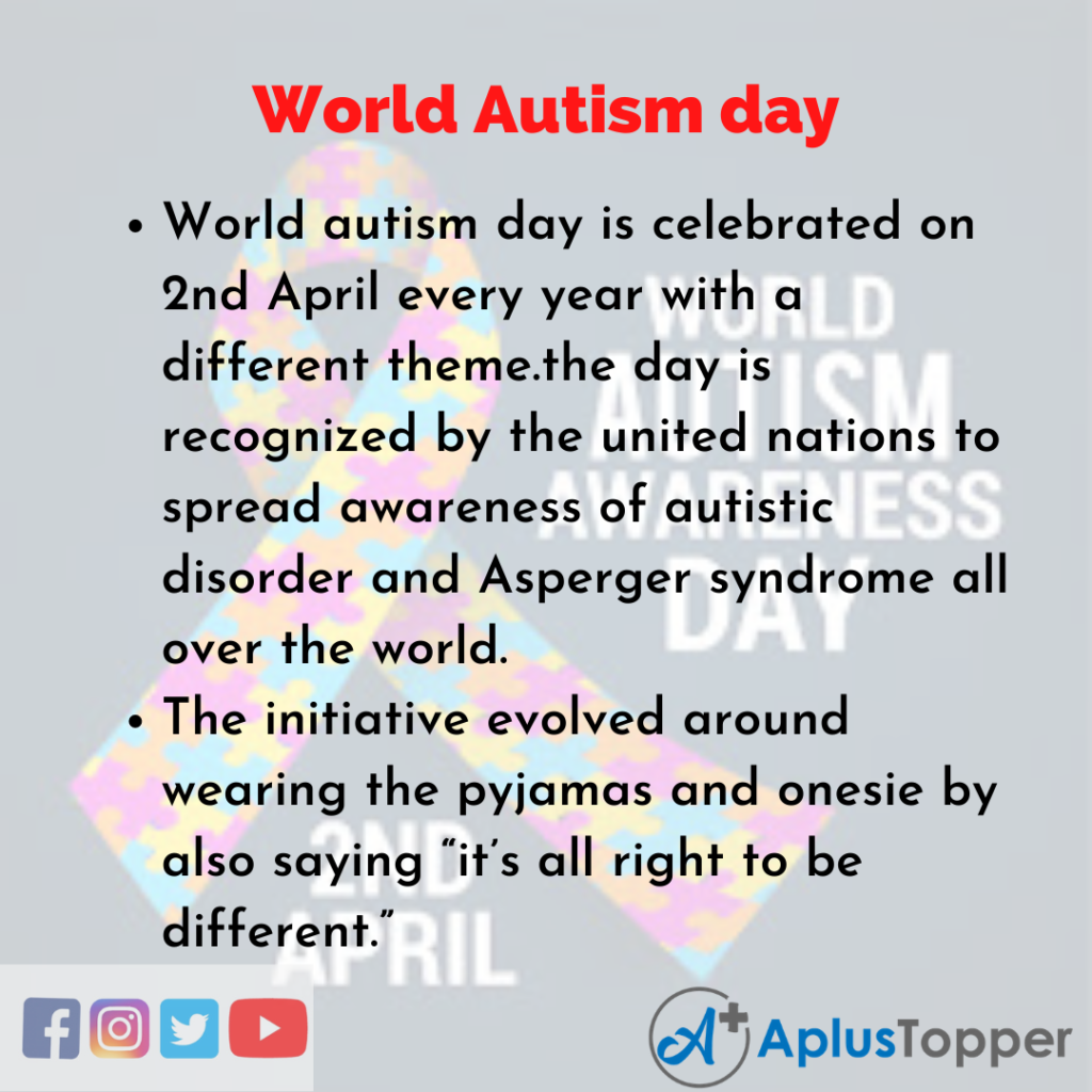 10 Lines on World Autism Awareness day for Students and Children in