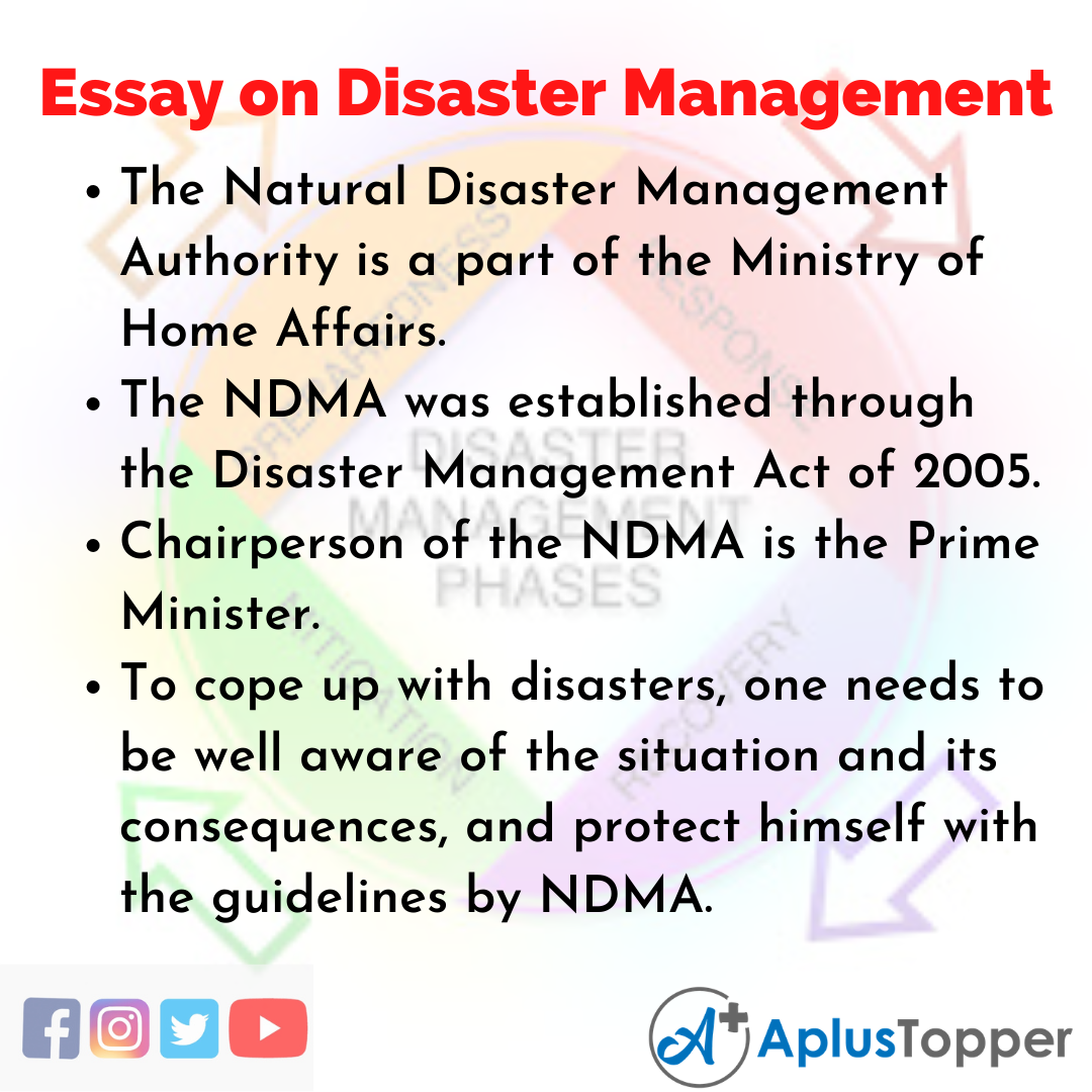 write an essay on the topic disaster management