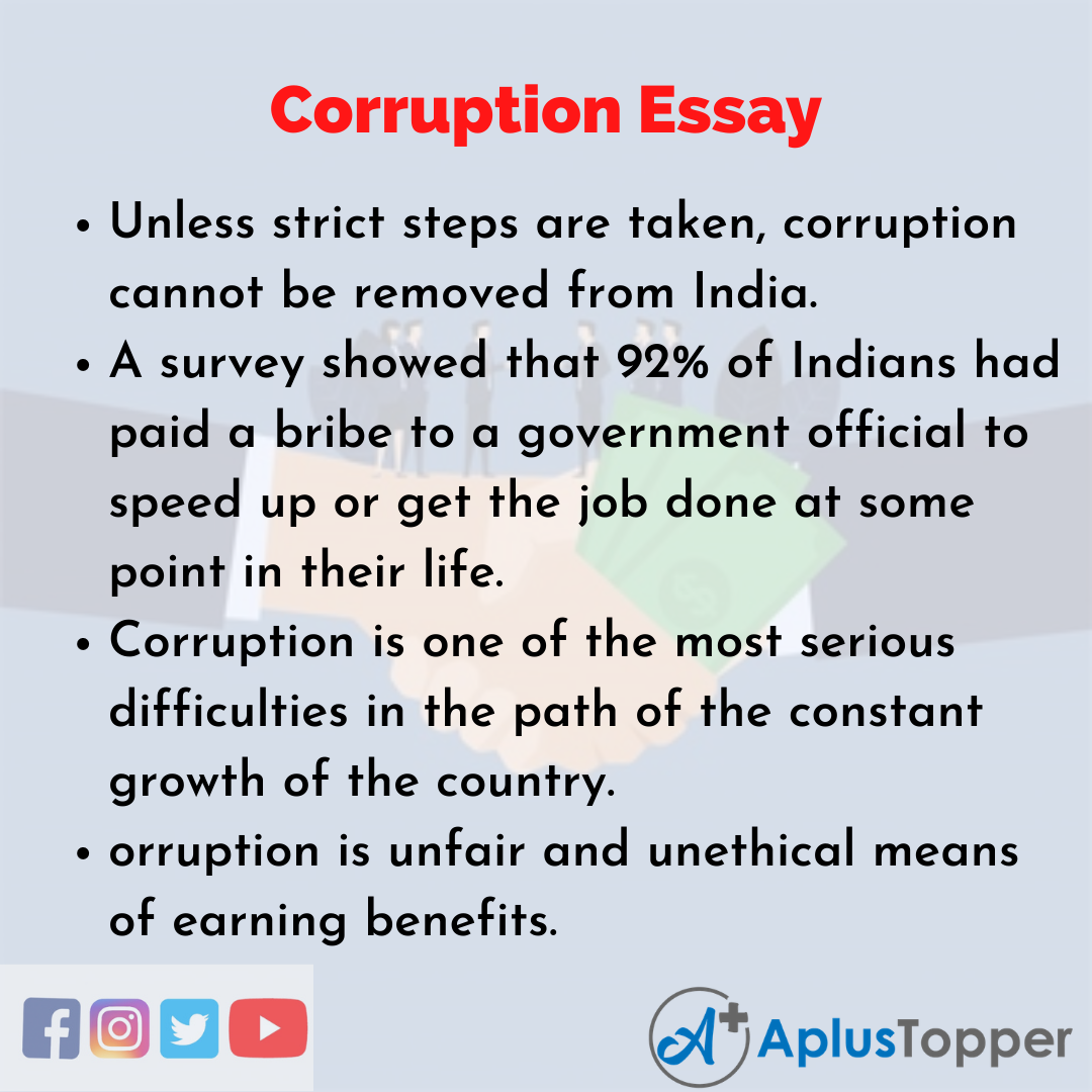 short essay topics on corruption