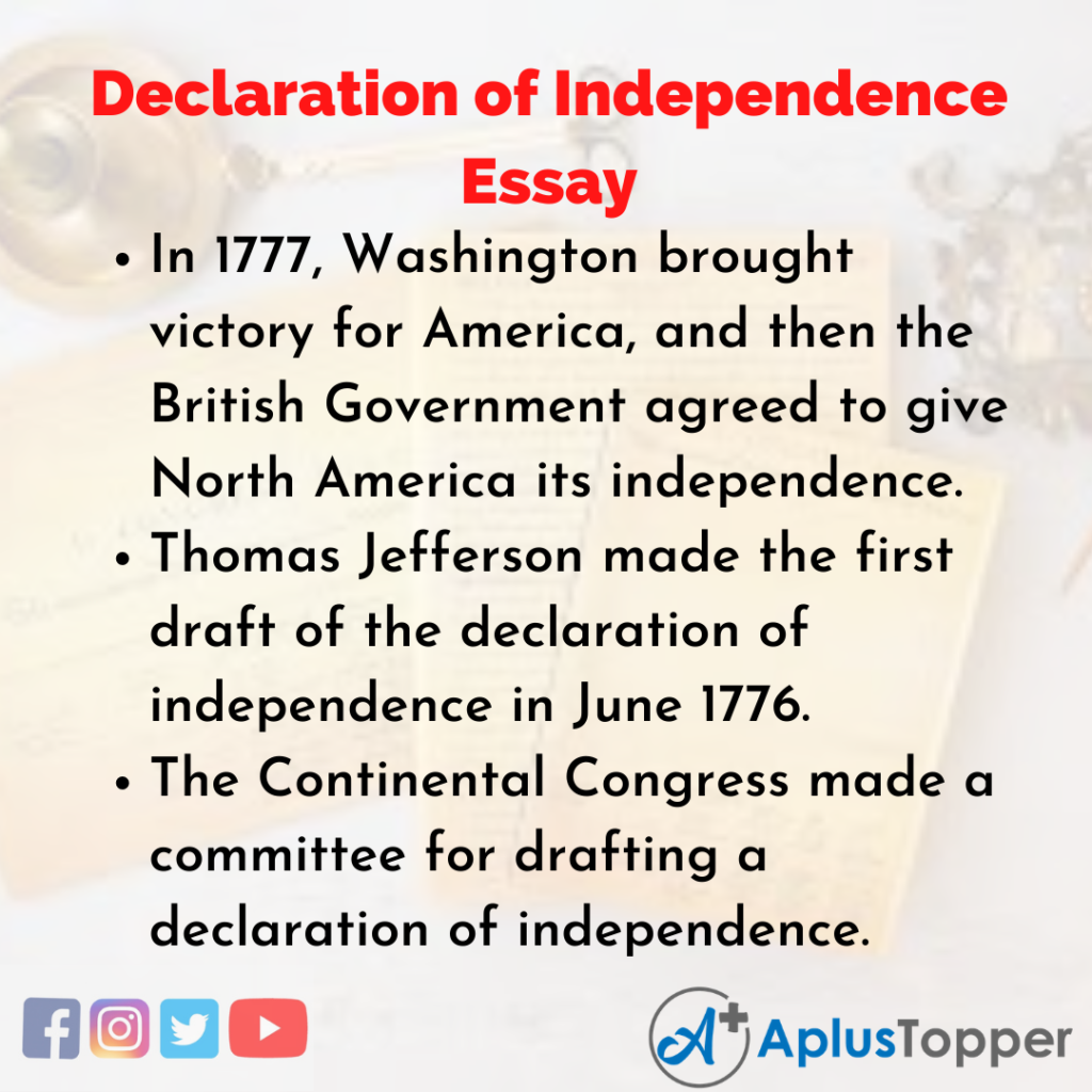 short essay about declaration of independence
