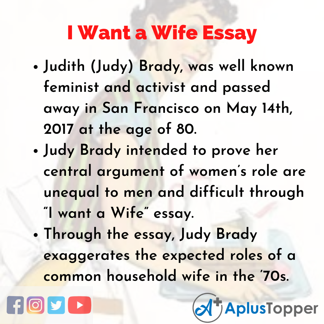 i want a wife judy brady essay