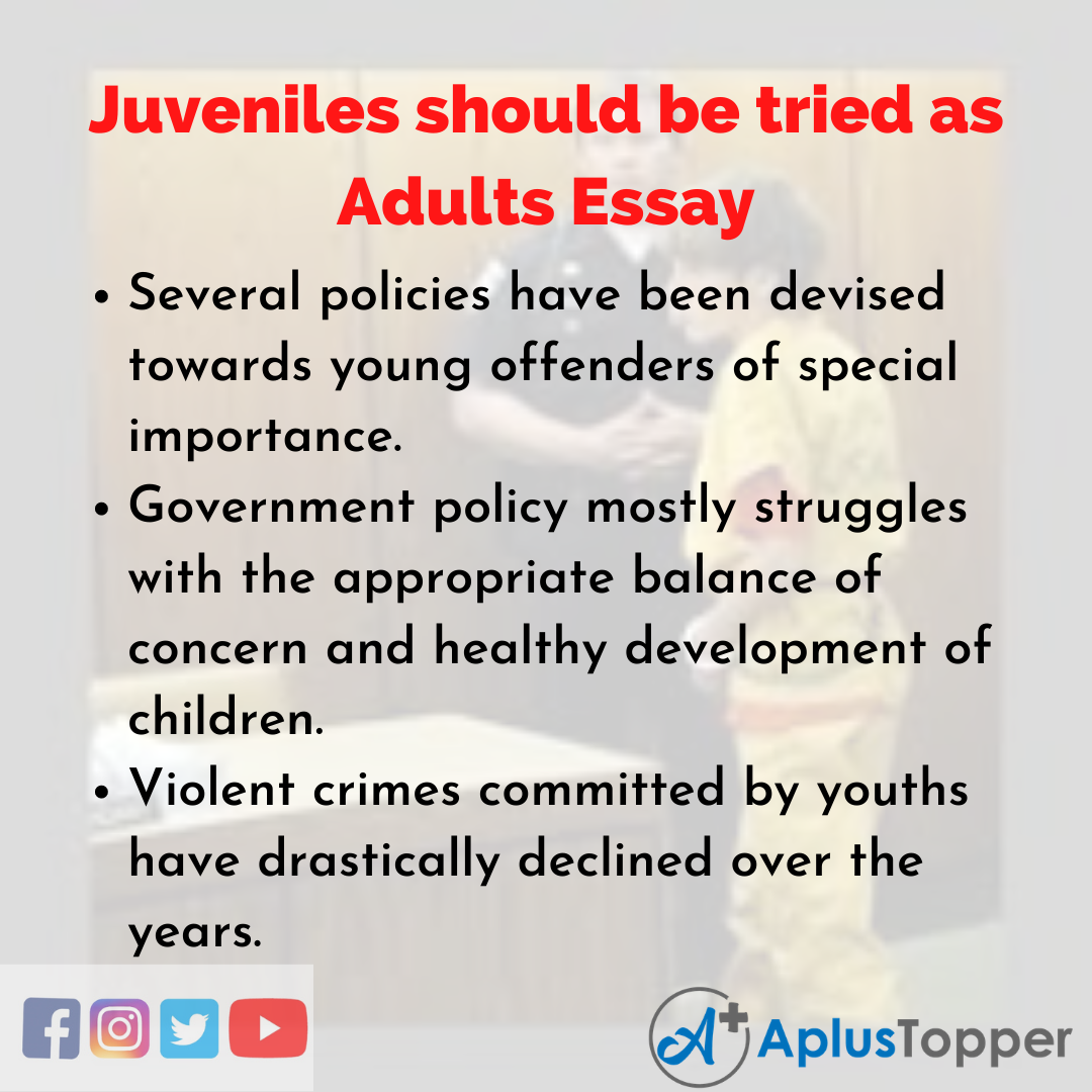 Juveniles should be tried as Adults Essay Essay on Juveniles should