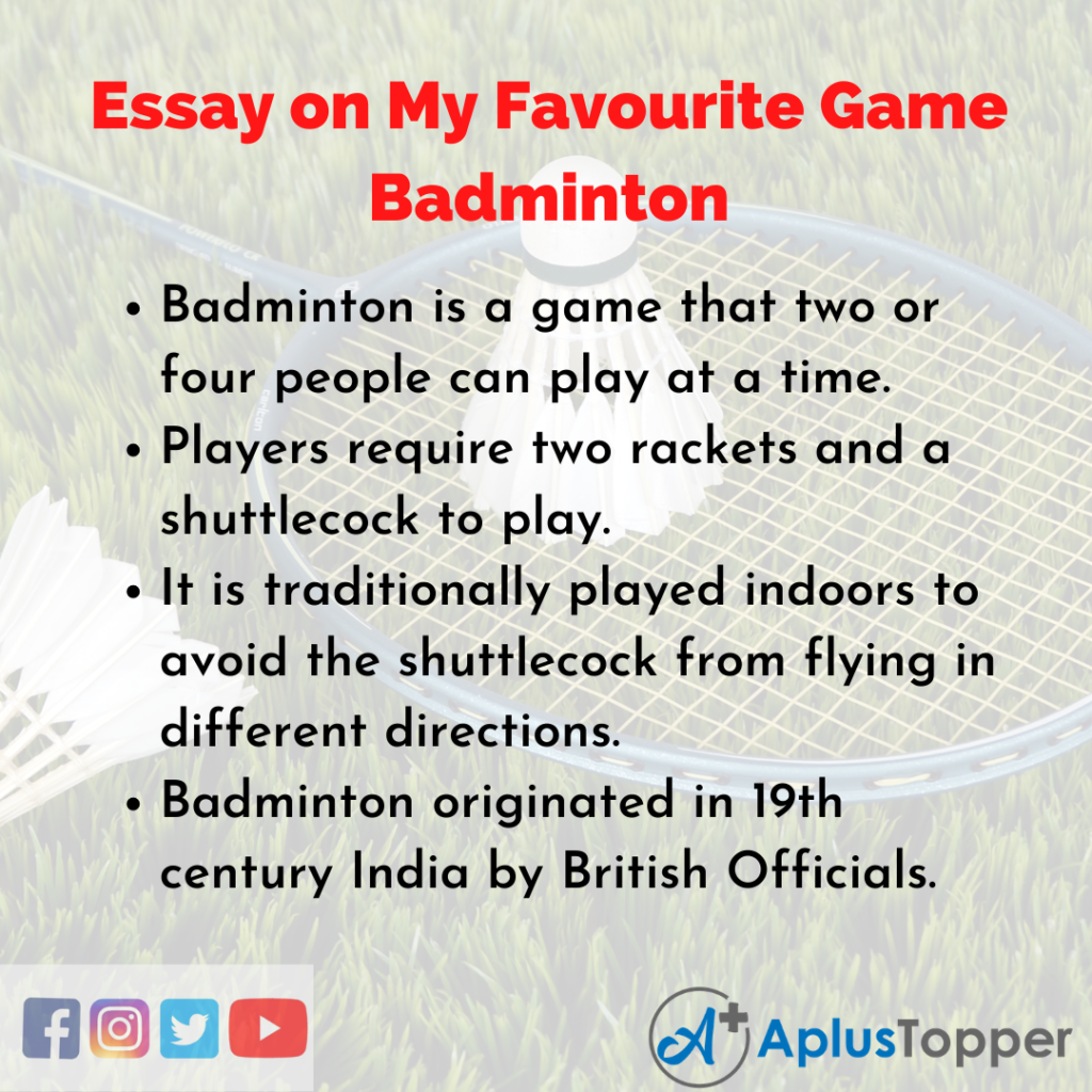 essay on my favourite game badminton in english