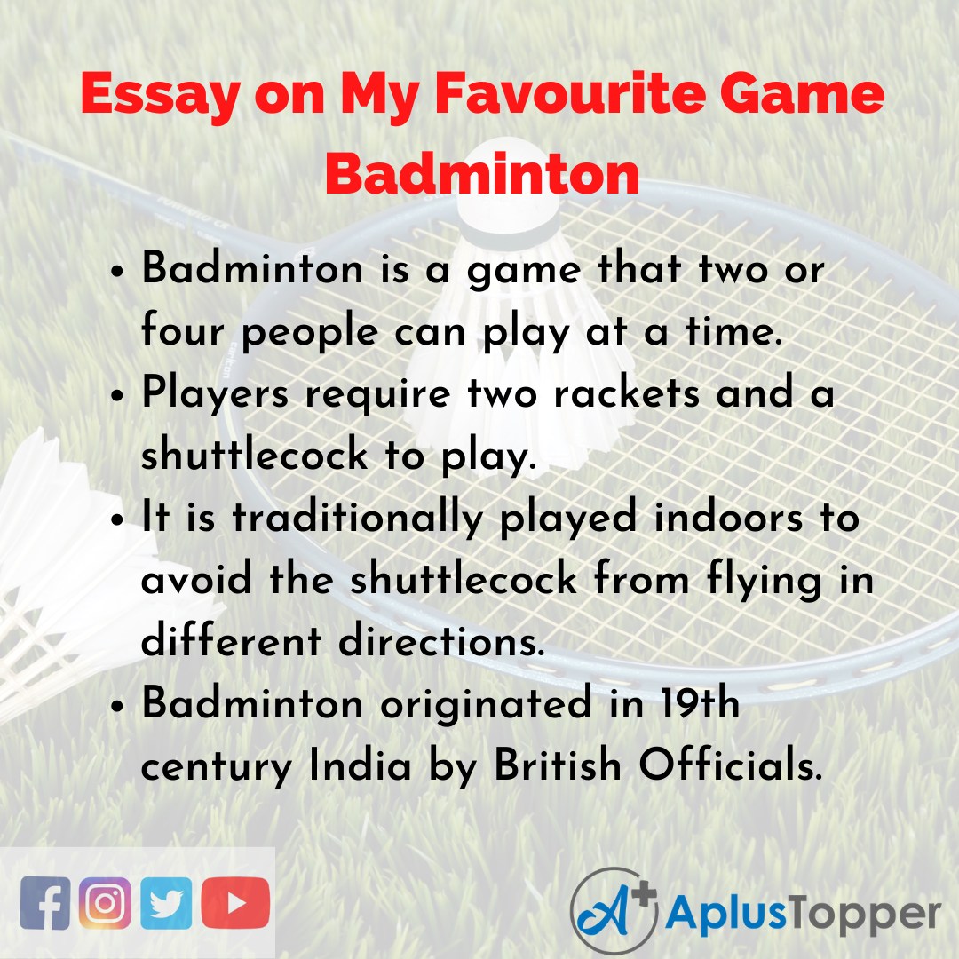 essay on your favourite game badminton