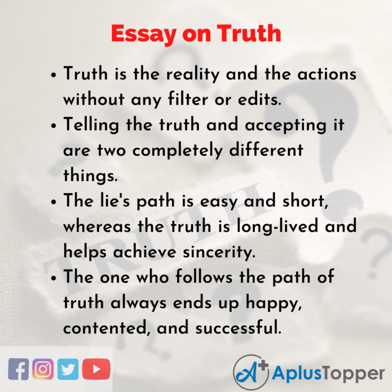 10 lines easy essay on truth in english