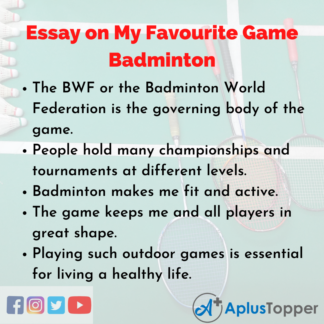 my favourite game badminton essay in urdu