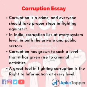 essay on corruption for class 8
