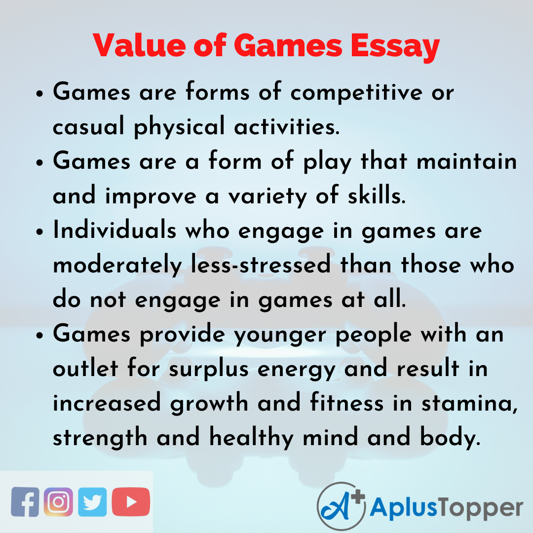 write an essay on importance of games