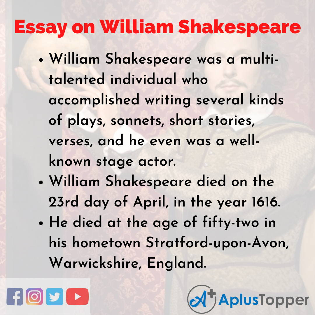 essay on william shakespeare in 200 words