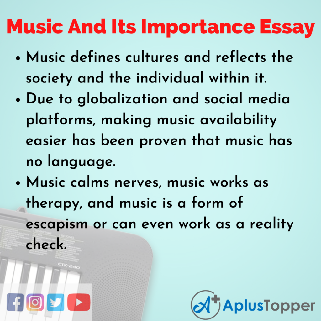 essay on music for class 12