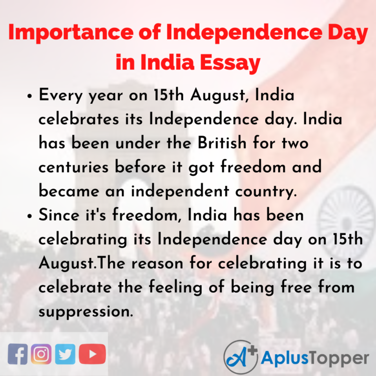 india independence day essay pdf for class 10