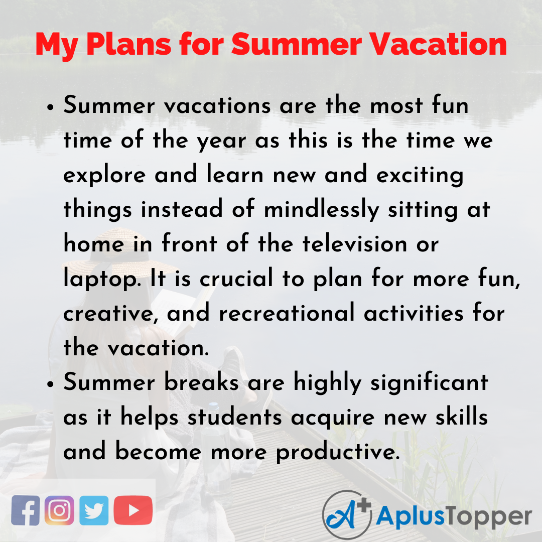 essay on plans for summer vacation