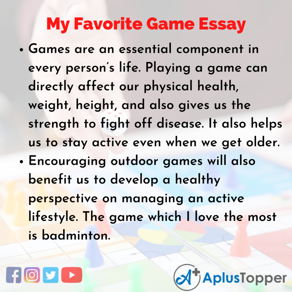 write essay my favourite game