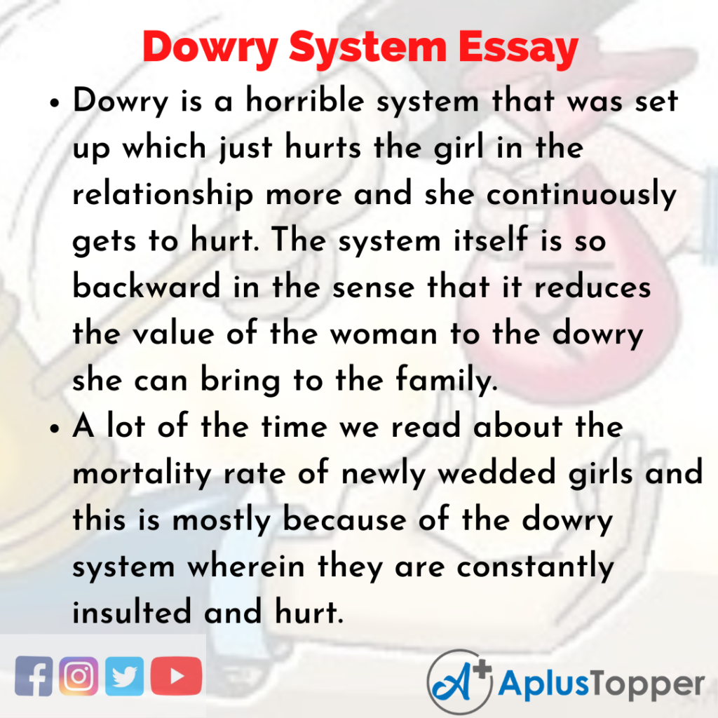 dowry system essay meaning in english